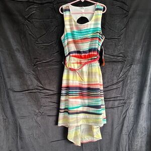 NWT Paper Doll, sleeveless multicolor high low dress, girls sz 12